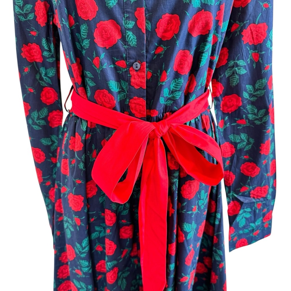 NWT Trish Scully Constance Maxi Dress Navy Rose Floral 12 Rhinestone Long Sleeve - Picture 9 of 17